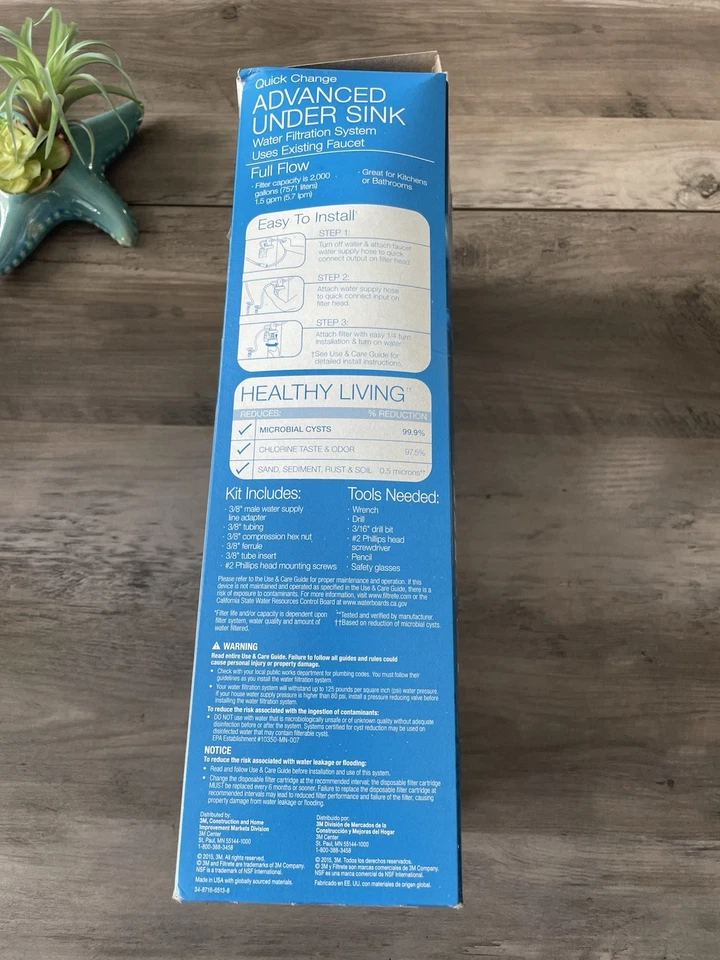 Sistema de filtro de agua 3M Filtrete 3US-MAX-S01 máximo debajo del fregadero NUEVO CAJA ABIERTA Foto 3 de 4