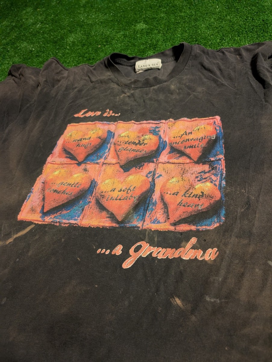 Vintage Land'n Sea Love Is Grandma Graphic T-Shirt Black Single