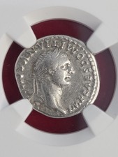 DOMITIAN as Caesar AR Denarius NGC Ch F Roman Silver Coin AD 81-96