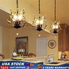 Vintage 3 Light Small Crystal Chandelier Fixture Pendant Hanging Lamp Kitchen