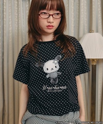 Sanrio Characters Usahana Graphic Print Short-Sleeve T-Shirt Black 2026SS JP LTD