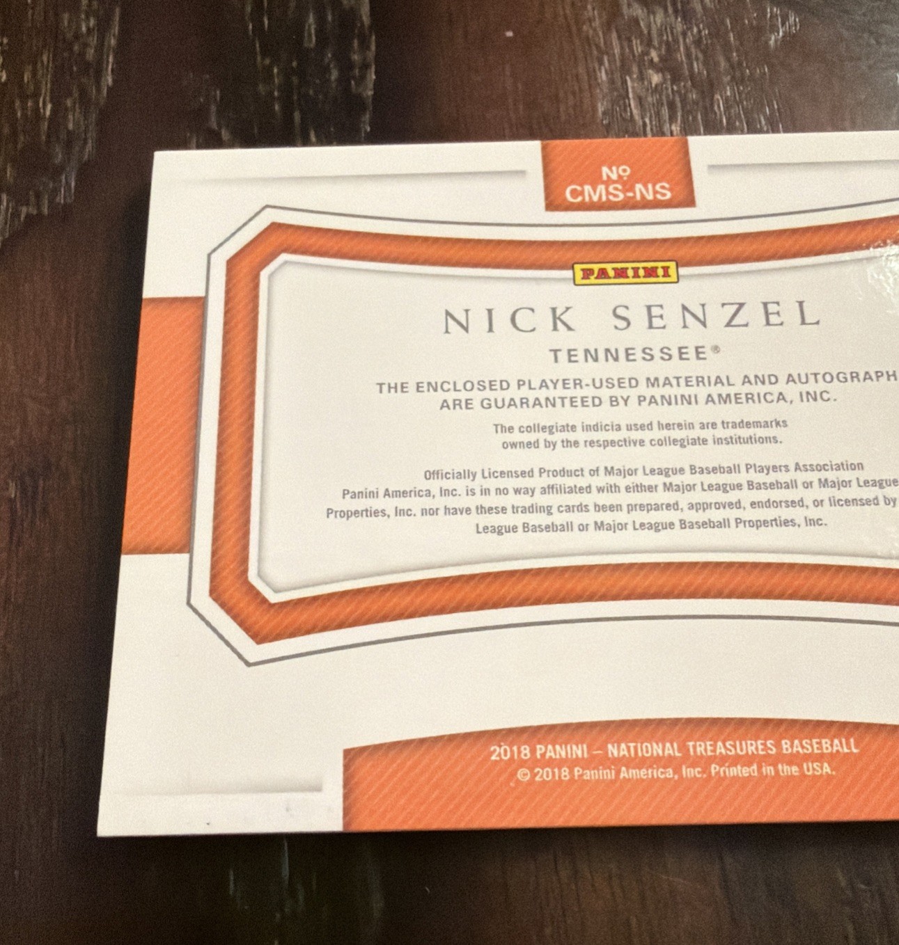 Nick Senzel 2018 Panini National Treasures Baseball Patch Auto /49 Tennessee 🔥 view 5