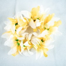 Vintage 1990's Ivory Yellow Green Hawaiian Floral Hula Dance Leis Wrist Ponytail