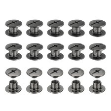 60 Set Chicago Screw M5 x 4mm Metal Phillips Head Screw Rivets Black
