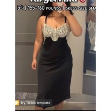 Wild Fable Black Satin Lace Trim Midi Slip Dress Adjustable Straps Womens Small