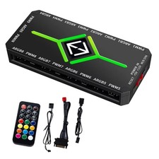 ONEVAN ARGB PWM Fan Hub Controller 1-to-9 Port 5V 3-Pin SATA Powered