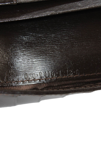 Gucci Womens Leather Gold Tone Open Front Wallet Dark Brown - Picture 10 of 11
