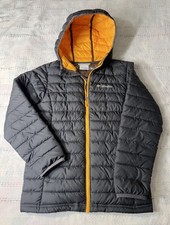 Columbia Youth Boys Powder Lite Hooded Jacket - Black / Orange Med 8-10 EUC