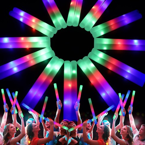 68 PCS LED Foam Glow Sticks Bulk, Glow in the Dark Party Supplies with 3 Mode...