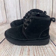 UGG Neumel II Kids Boots Size 9 Youth Shearling Chukka Black Suede 1017320K