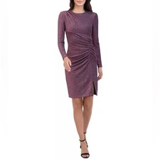 Eliza J Women's Metallic Ruched Sheath Dress Wine Sz 10 NWT