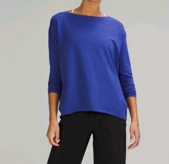 Lululemon Back In Action Long Sleeve Shirt Psychic Blue Size 8 - Image 4 of 4