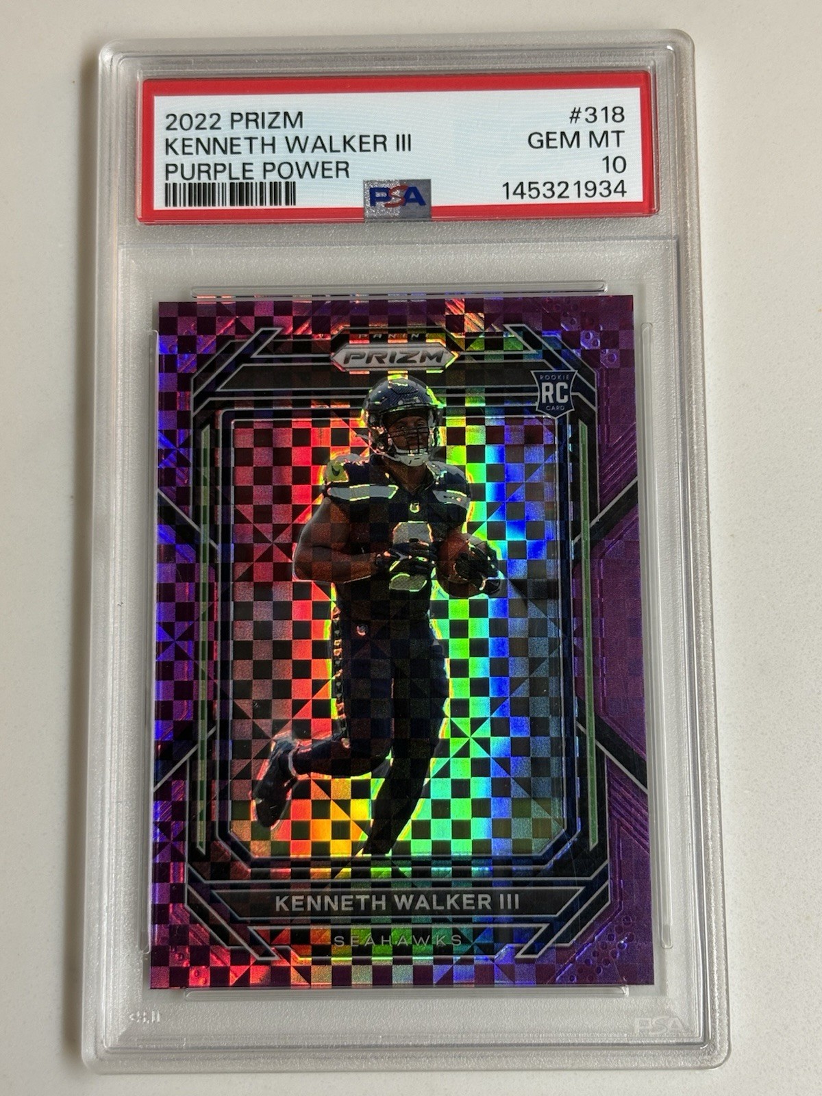 Kenneth Walker III 2022 Panini Prizm Purple Power /49 #318 PSA 10 Seattle Chiefs