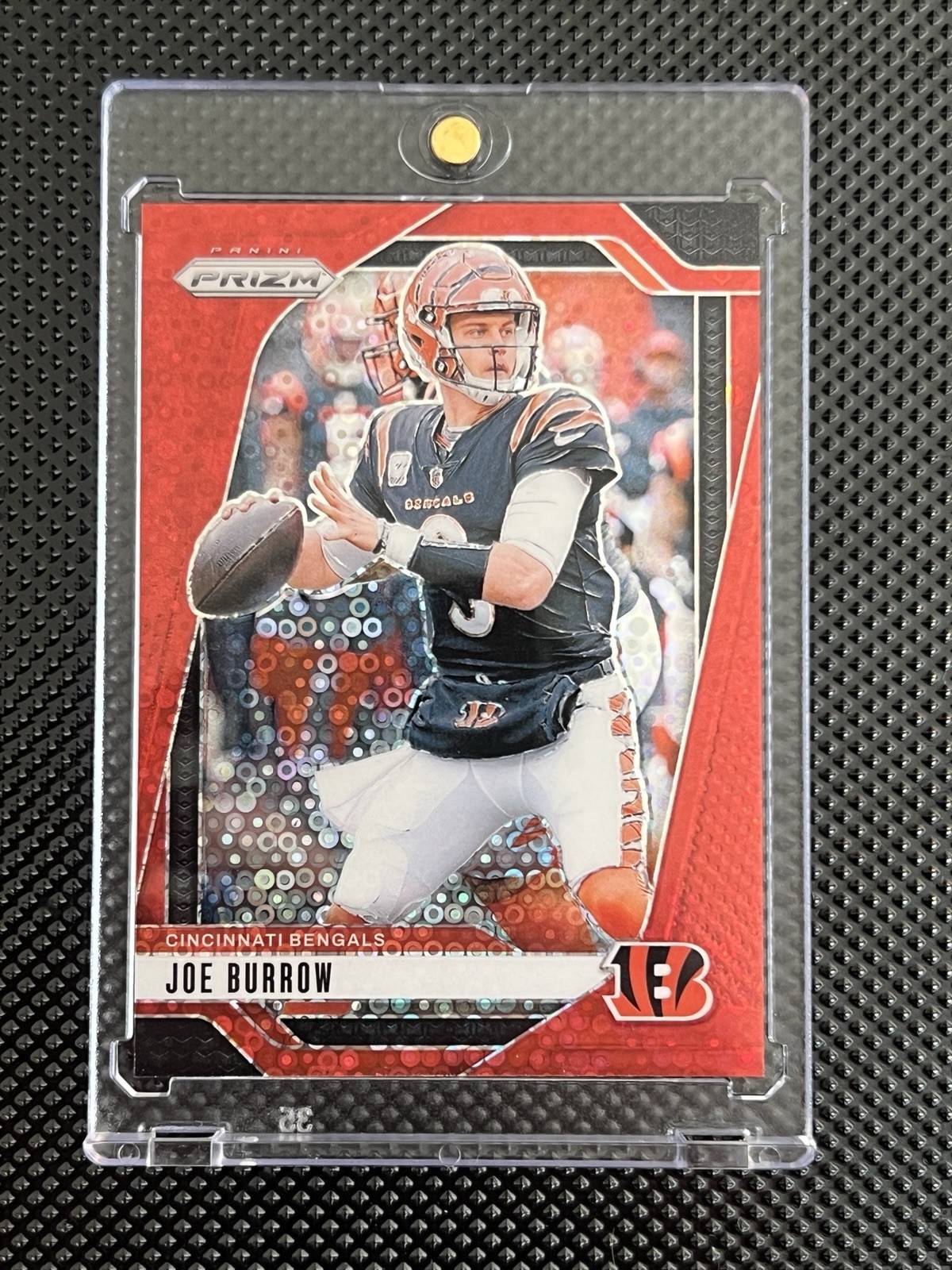 2024 Panini Prizm #55 Joe Burrow Red Disco /75 No Huddle Bengals SSP