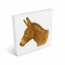 Eselmomente Eselkopf Aquarell Holzbild in 10x10 cm zum Stellen oder Aufhängen
