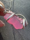 Vintage Sterling Silver Wrapped Pink Agate Slice Necklace — photo 5