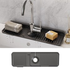 17X5 Inch Silicone Durable Faucet Mat Kitchen Sink Splash Guard Draining Prot...