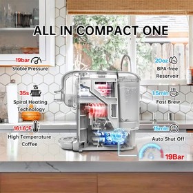 HiBREW 5in1 Multi H2B Coffee Machine for DG NES Small Caps Hot Iced Cappuccino