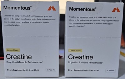Momentous Creatine Lemon Flavor 15 Packets, Cognitive Muscle Support
