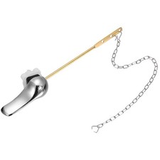 Front Mount Metal Toilet Flush Handle with Flapper Chain, Silver