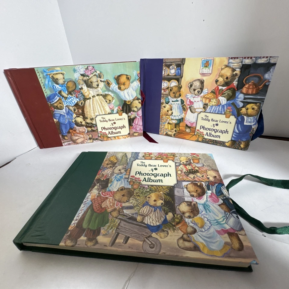 Juego de álbum de fotos de The Teddy Bear Lover púrpura verde rojo conjunto de 3 libros en caja Foto 2 de 4