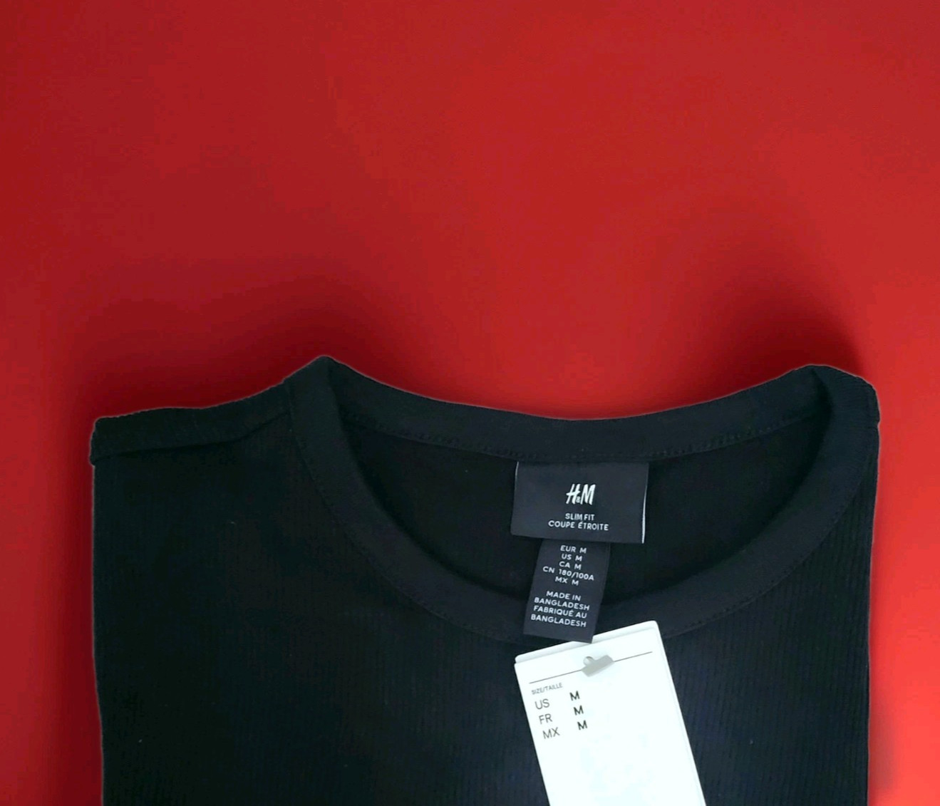 H&M Slim Fit Ribbed T-shirt NWT, short sleeve  ✼ size M - BLACK crewneck top