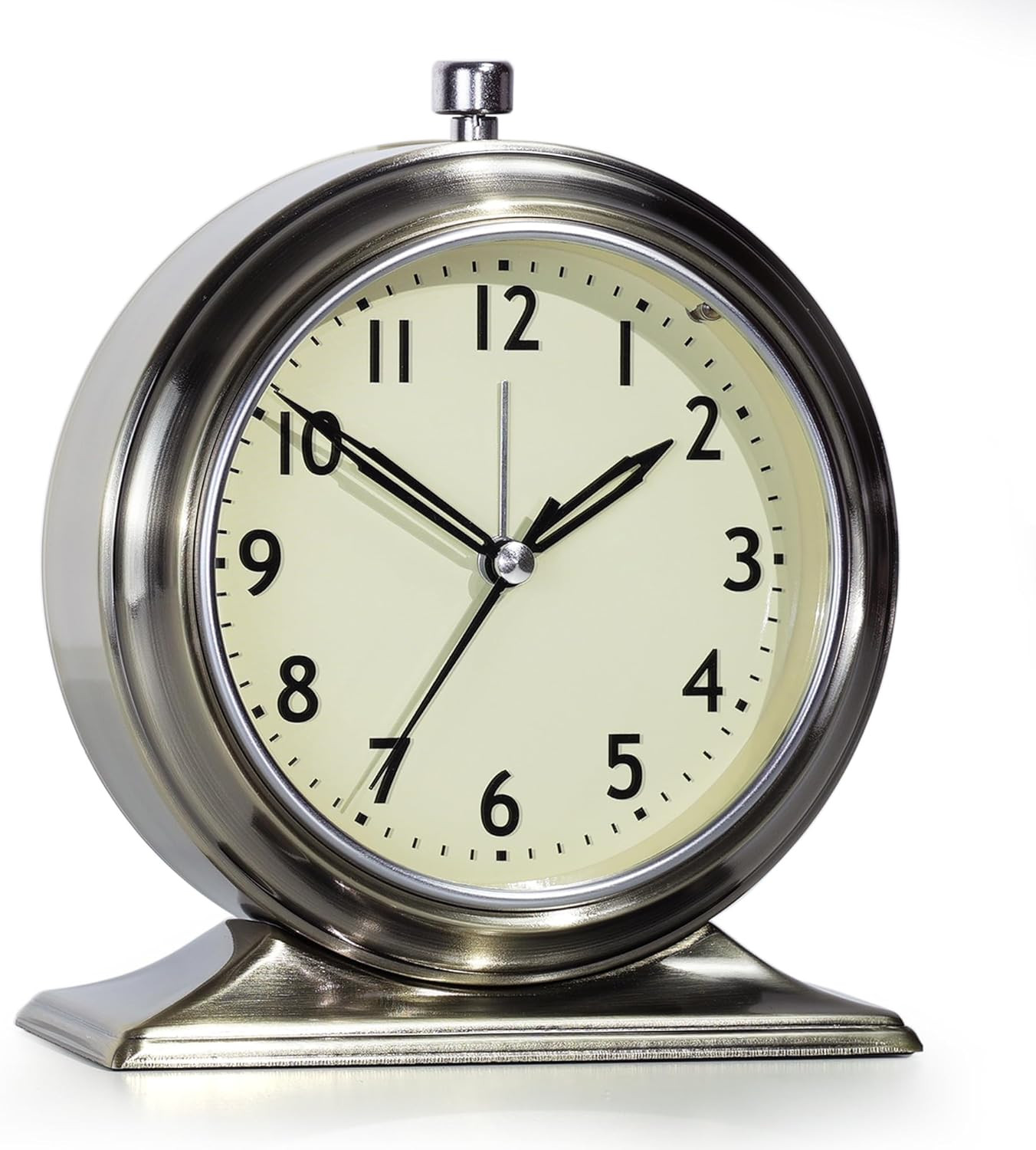 4-Inch Battery Operated Alarm Clock Silent Analog Desk Clocks with Light