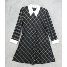 Vintage Jessica Howard Dress Womens Size Small Plaid Metallic Preppy Academia