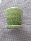 Vintage Shawnee Flower Pot W/Attached Saucer  Green Quilted Daisy  USA 454 EUC — photo 1