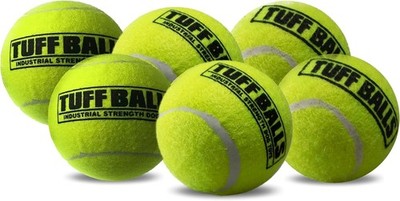 Fetch & Chew Yellow Tuff Balls - Non-Toxic Tennis Balls for Medium Dogs, 6-Pack