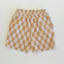 Rylee + Cru Boys Terry Shorts 6-7 Years Marigold Check Casual Bottoms