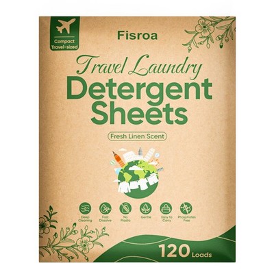 Travel Laundry Detergent Sheets Fisroa 120 Loads Eco-friendly Washing Deterge...