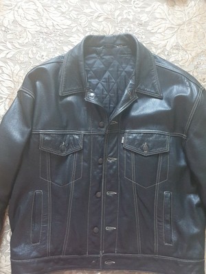 VINTAGE Levi's levis Western in Pelle Moto Camionista Giacca XL nero | eBay