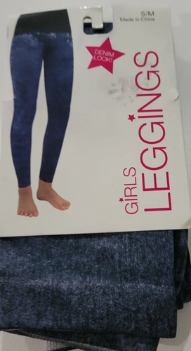 Girls No Name Brand Demin Blue Footless Leggings Size S/M - Picture 3 of 4