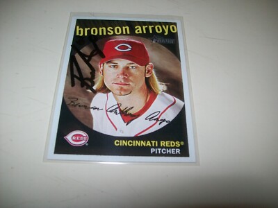 2008 TOPPS HERITAGE BRONSON ARROYO AUTOGRAPH SIGNED AUTO #184 CINCINNATI REDS