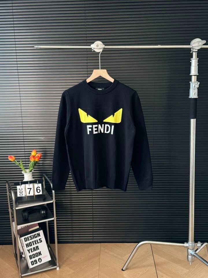 Fendi Jacquard weave LOGO casual round neck sweater