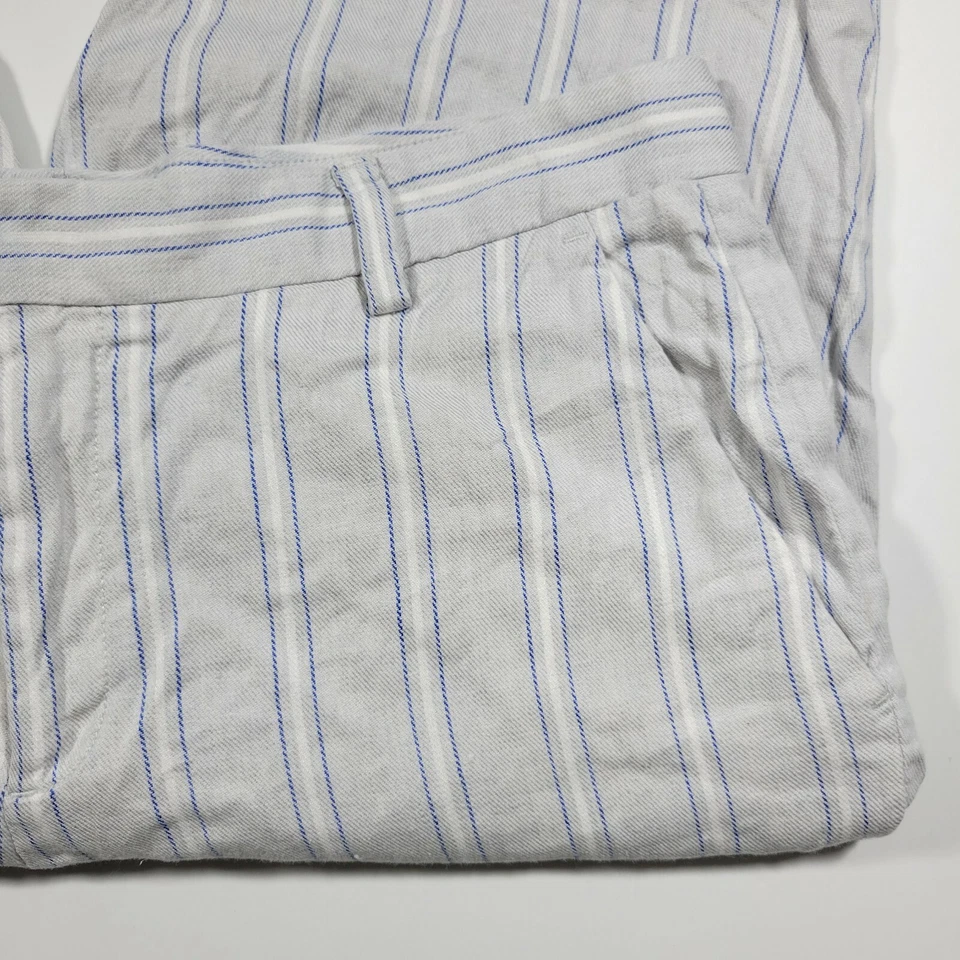 Banana Republic Avery Linen Blend Pant Gray Striped Women's size 34x27 - Image 4 of 4