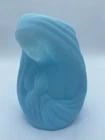 Vintage Fenton Blue Satin MADONNA Candlelight Vase Candleholder *Chip*