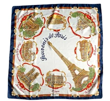 Eiffel Tower Paris Scarf Notre Dame Arc De Triomphe Versailles Souvenir Red Blue