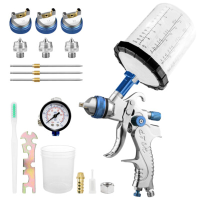 HVLP Air Paint Spray Gun Kits Gravity Feed Car Auto Primer 1.4/1.7/2.0MM Nozzles