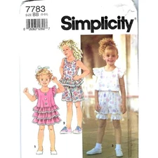 Simplicity Sewing Pattern 7783 top skirt shorts size 5-6X uncut factory folded