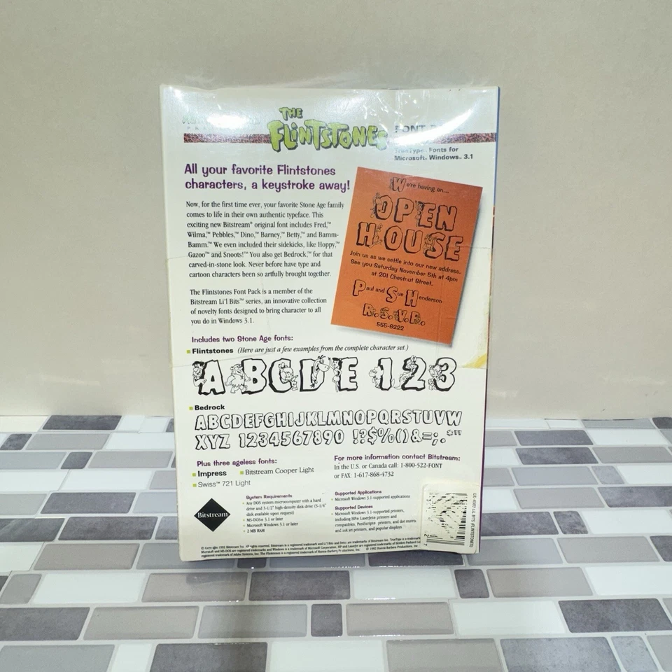 1992 The Flintstones Font Pack MS-DOS /Windows 3.1 Computer Hanna-Barbera Sealed - Image 2 of 4