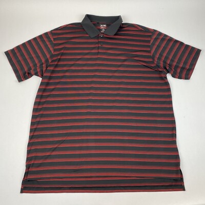 Adidas Men's Climalite Golf Polo Shirt Black Red Striped Size XXL 938007 