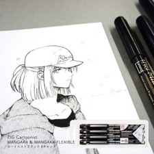 Zig Kuretake ZIG Cartoonist MANGAKA Pack of 8 with varying thicknesses JAPAN