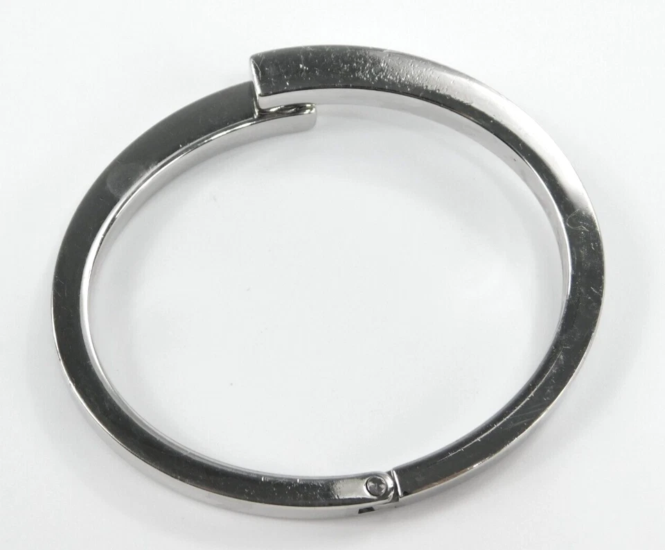 Vita Fede Italy S Silver Tone Pave Rhinestone Bypass Hinged Bangle Bracelet 6" - Image 3 of 4