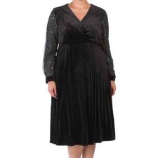 DALIA MACPHEE Plus Sheer Sequin Sleeve Midi Dress SZ 3X NEW