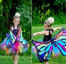 Girls Butterfly Costume, Kids Rainbow Costume, Child, Toddler, Tutu Dress Wings
