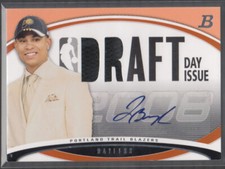 JERRYD BAYLESS 2008-09 Bowman Draft Picks Day Issue Auto & Relics Orange 1/25