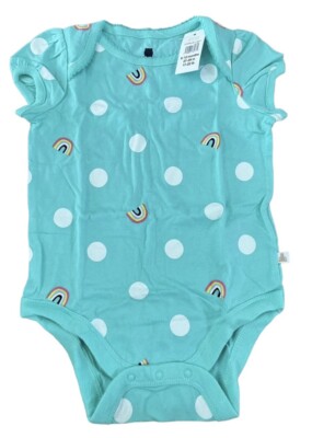 Baby Gap Girl's Polka Dot Rainbow One-Piece Bodysuit Green Size 6-12 Months