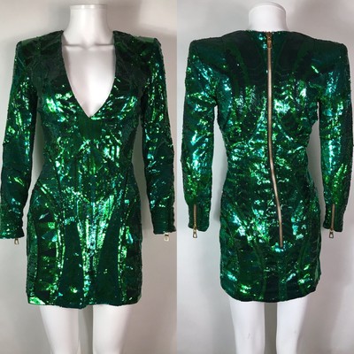 green sequin mini dress